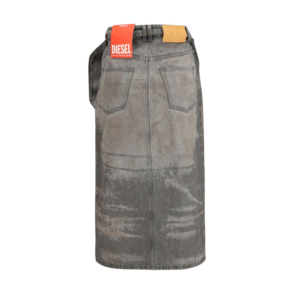 Diesel De-Morika-Fsi Gray Lyocell Midi Skirt for Women