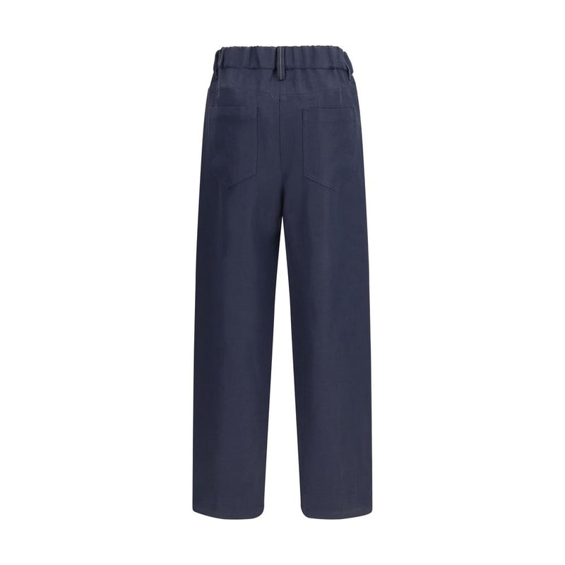 Pantalon décontracté en viscose bleu Brunello Cucinelli