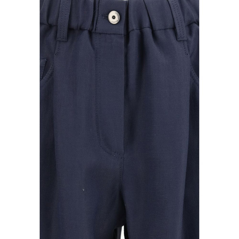 Pantalon décontracté en viscose bleu Brunello Cucinelli
