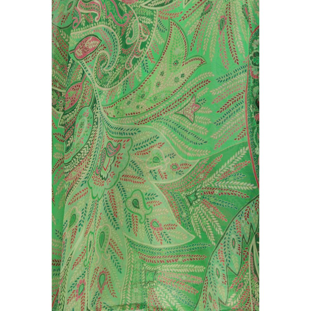 Etro Bicolor Silk Pattern Shirt - Paisley Ruffled Design