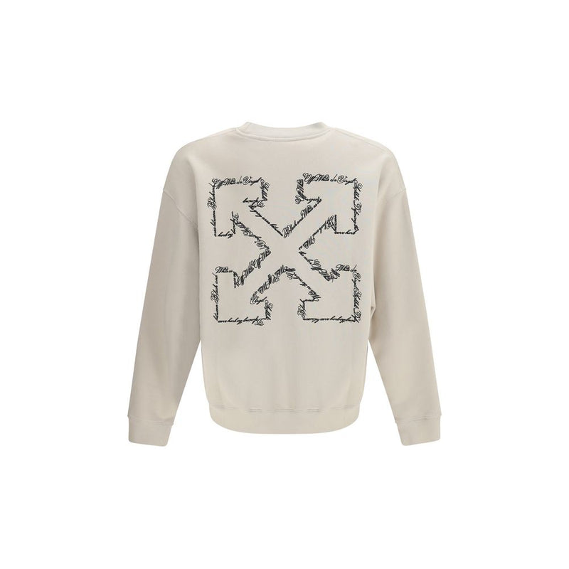 Sweatshirt Off-White Beige en Coton avec Motif Arrow