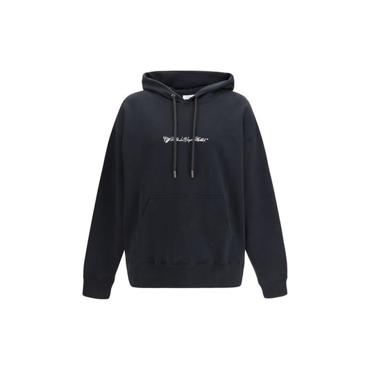 Off-White Black Cotton Script Arrow Diagonal Skate Hoodie