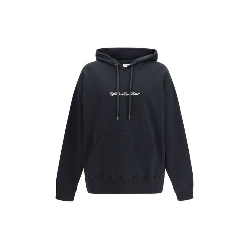 Off-White Black Cotton Script Arrow Diagonal Skate Hoodie