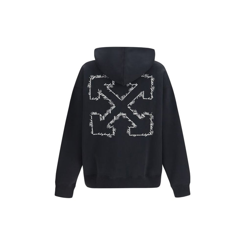 Off-White Black Cotton Script Arrow Diagonal Skate Hoodie