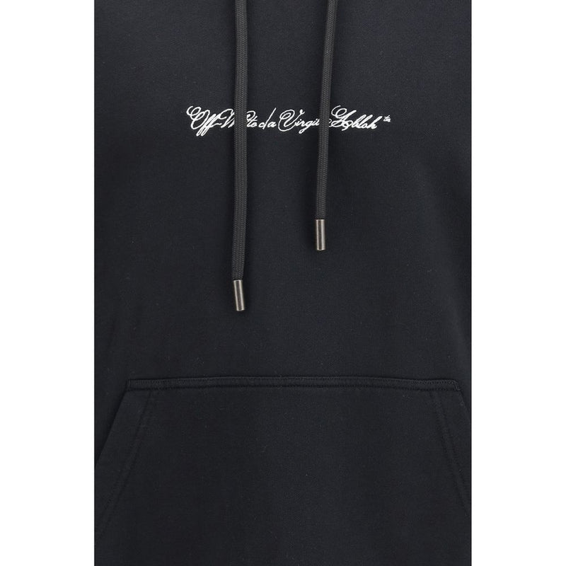 Off-White Black Cotton Script Arrow Diagonal Skate Hoodie