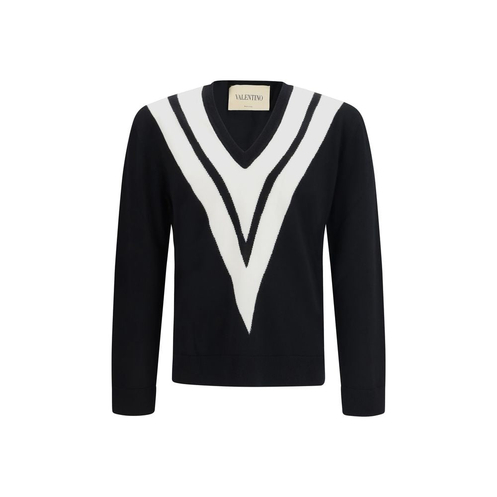 Valentino Garavani Black Fleece Wool Sweatshirt for Men