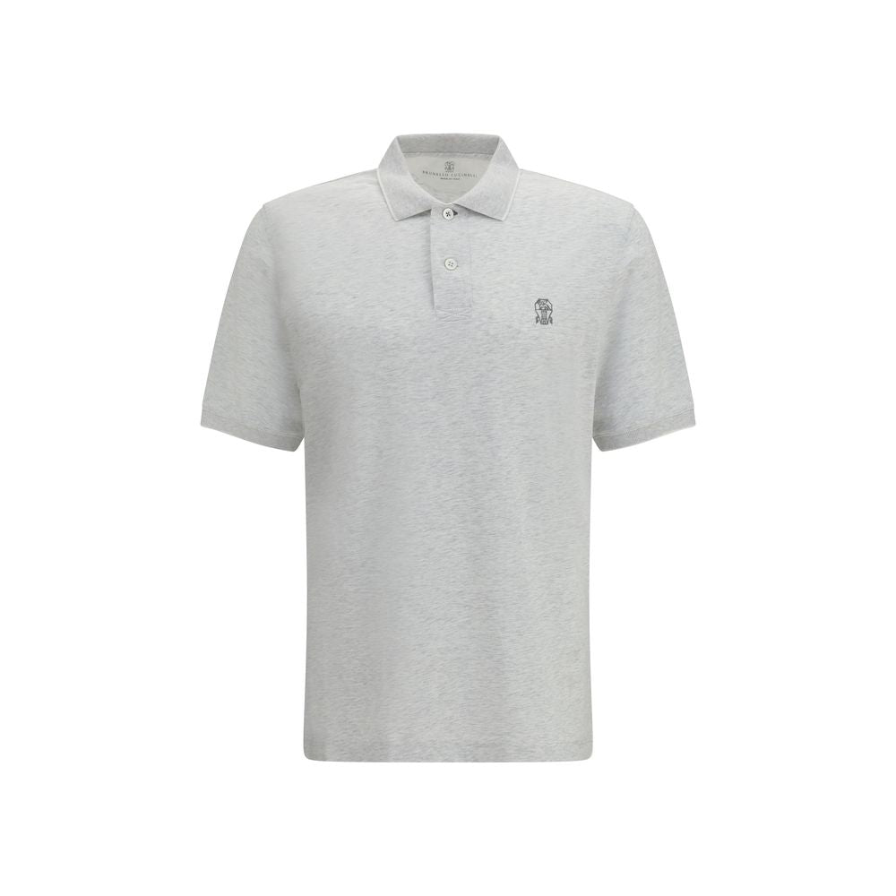 Brunello Cucinelli Gray Cotton Polo Shirt for Men