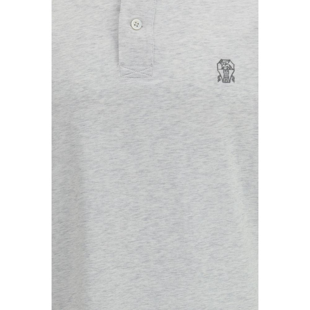 Brunello Cucinelli Gray Cotton Polo Shirt for Men