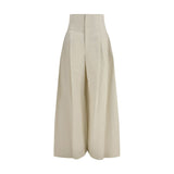Brunello Cucinelli Beige Cotton Palazzo Pants for Women