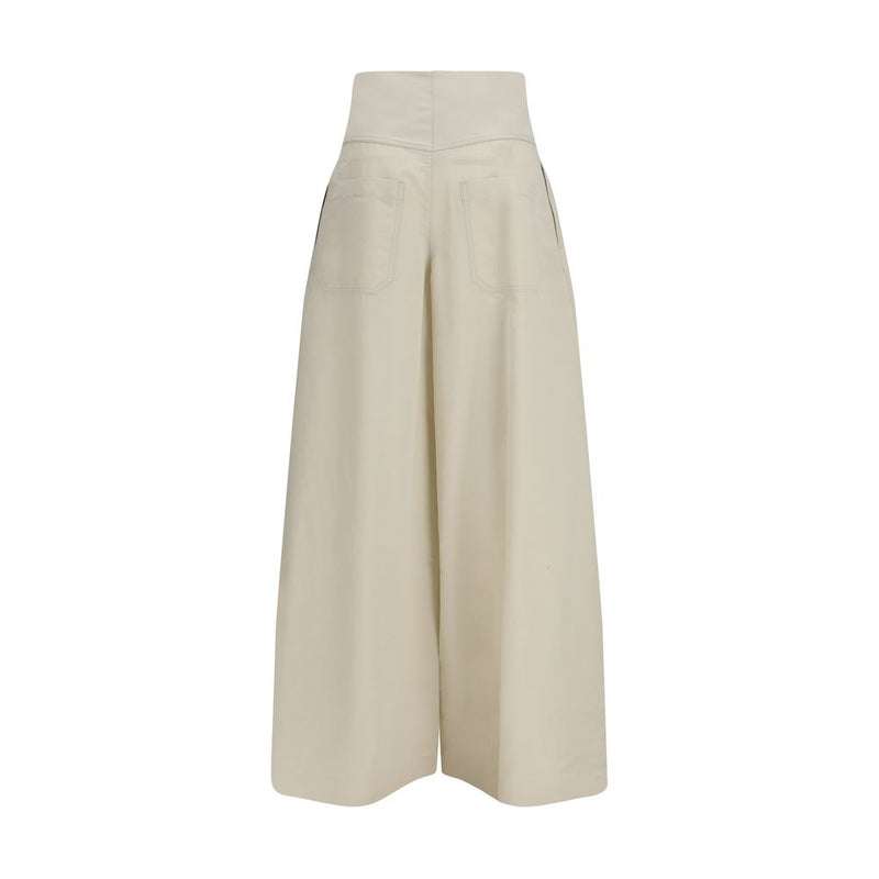 Brunello Cucinelli Beige Cotton Palazzo Pants for Women