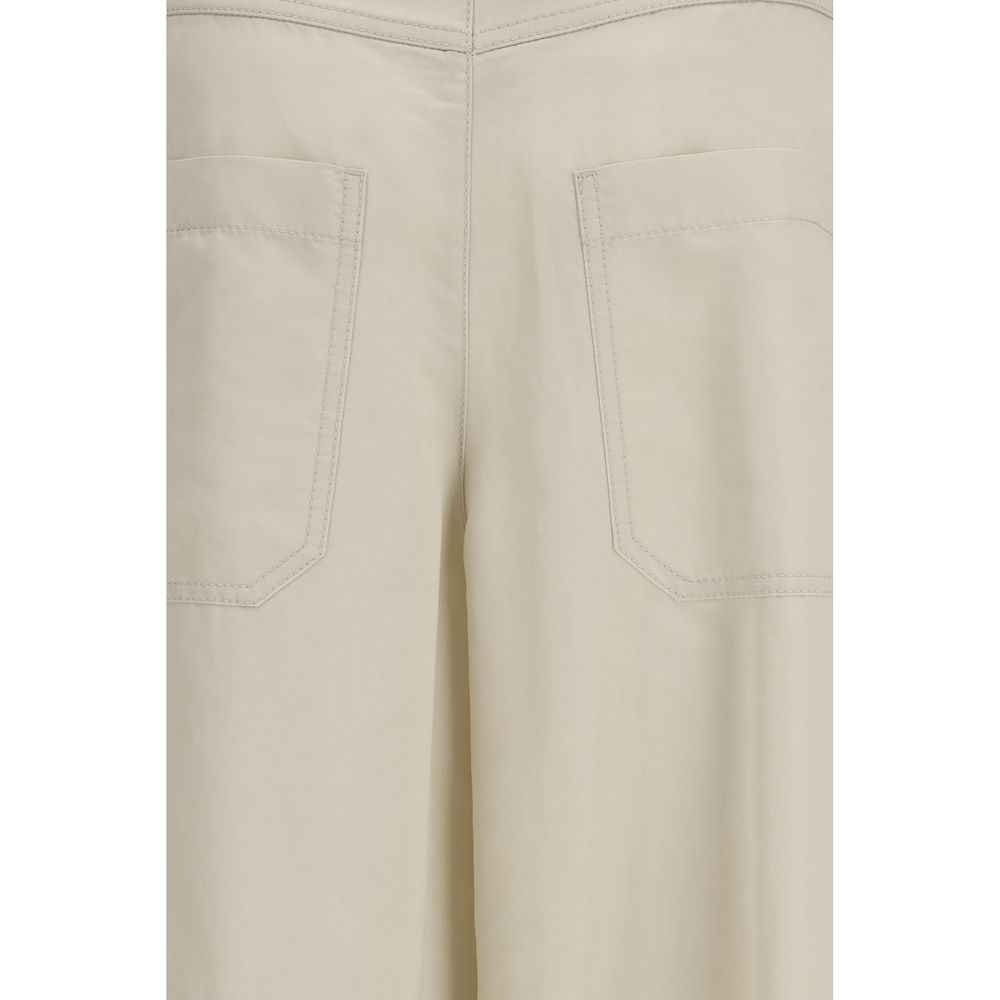 Brunello Cucinelli Beige Cotton Palazzo Pants for Women