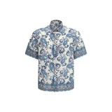 Etro Blue Cotton Pattern Shirt for Men - SS26