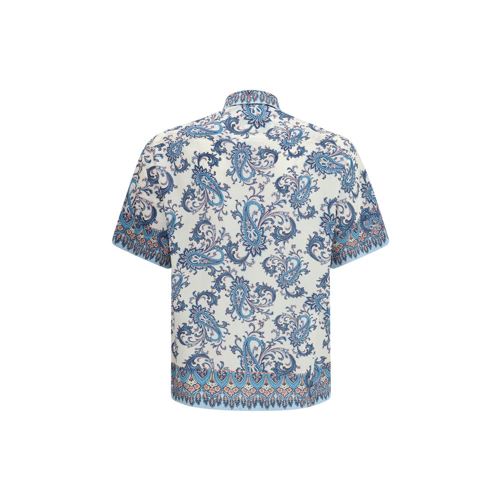 Etro Blue Cotton Pattern Shirt for Men - SS26