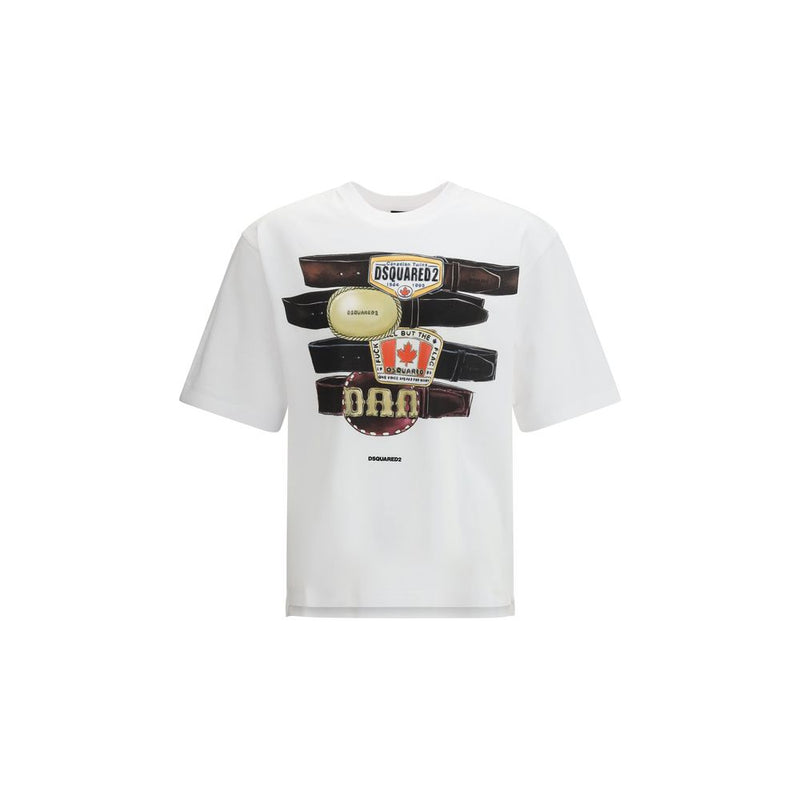 Dsquared² White Cotton T-Shirt with Graphic Print