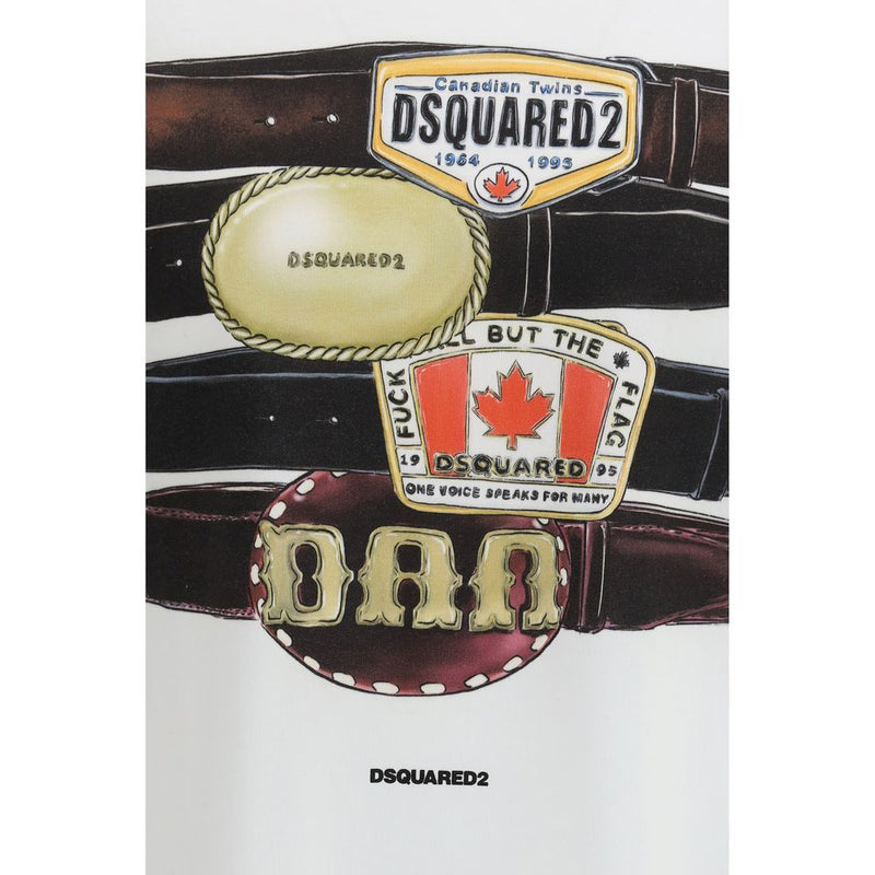 Dsquared² White Cotton T-Shirt with Graphic Print