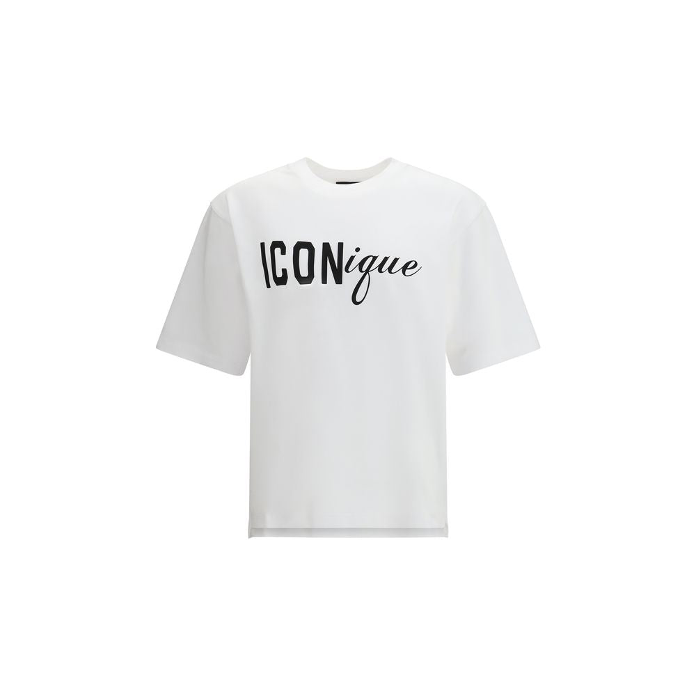 Dsquared² White Cotton T-Shirt with Icon Graphic Print