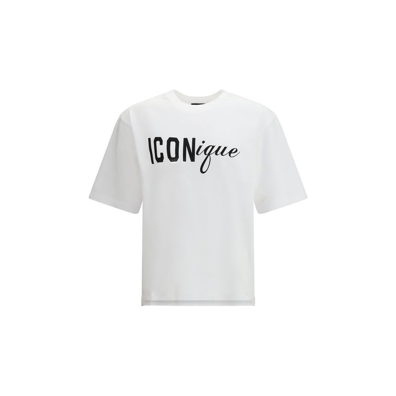 Dsquared² White Cotton T-Shirt with Icon Graphic Print