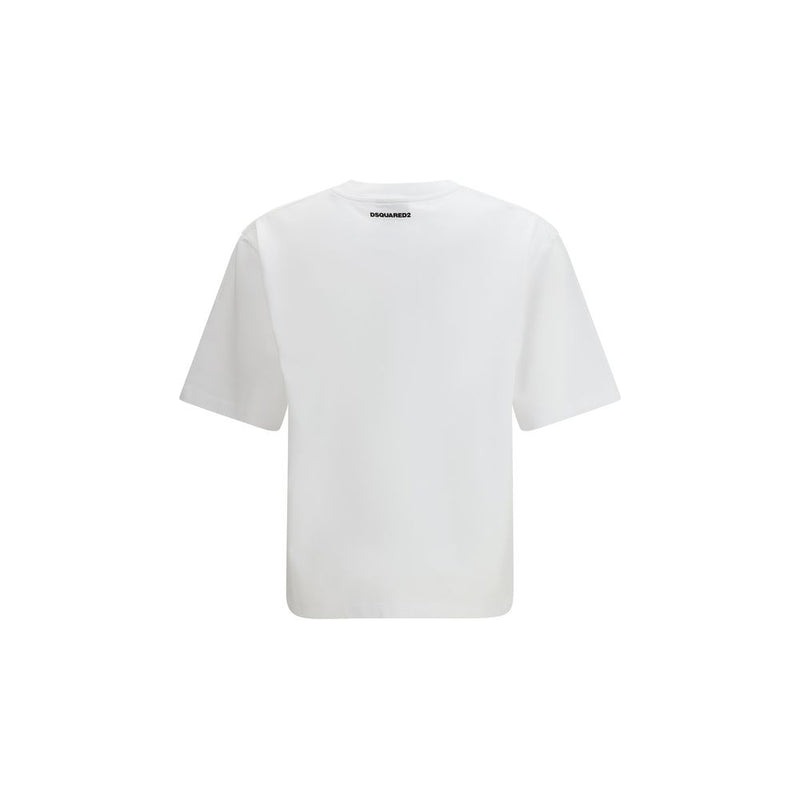 Dsquared² White Cotton T-Shirt with Icon Graphic Print