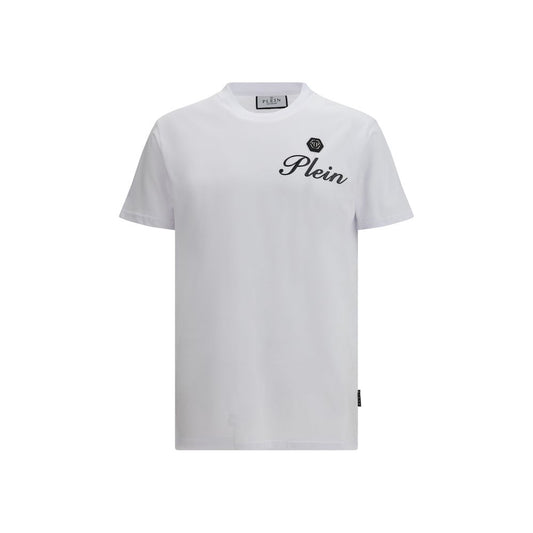 Philipp Plein White Cotton T-Shirt - Round Neck Embossed Signature