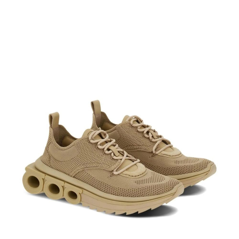 Salvatore Ferragamo Beige Fabric Athletic Sneakers for Men