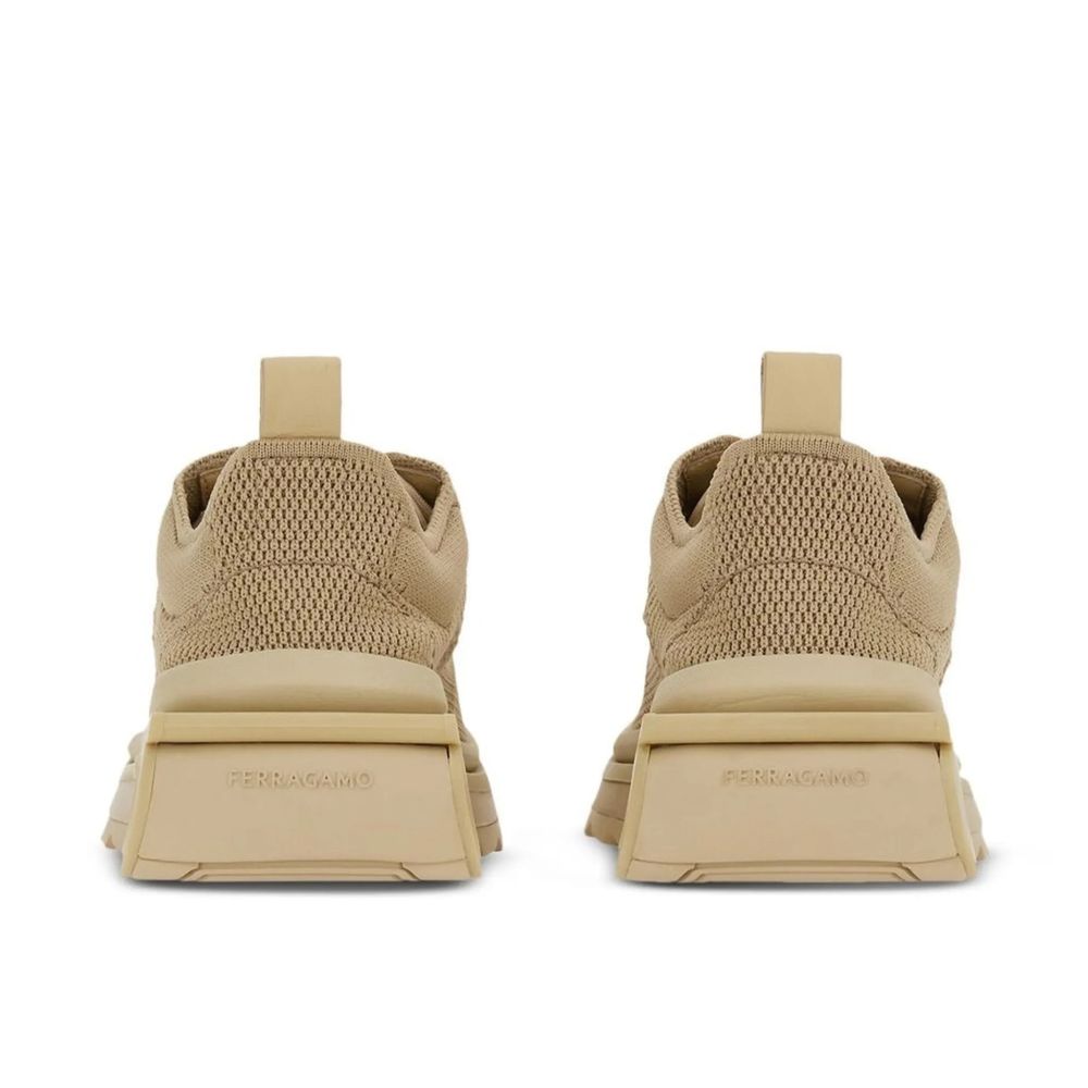 Salvatore Ferragamo Beige Fabric Athletic Sneakers for Men