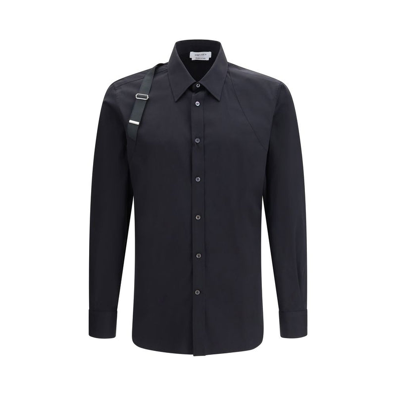 Alexander McQueen Black Cotton Dress Shirt with Harness Detail
