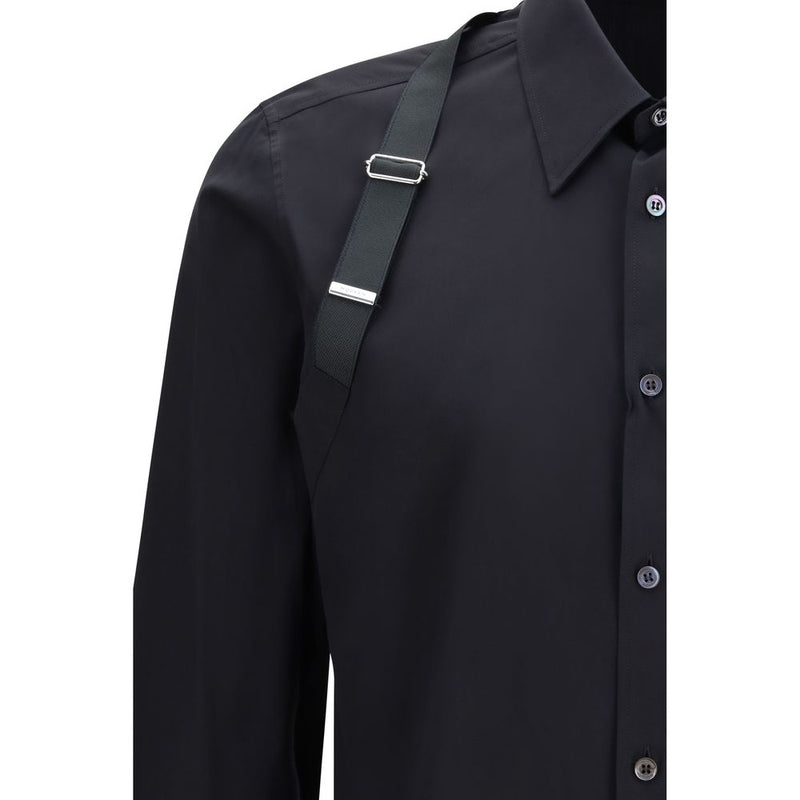 Alexander McQueen Black Cotton Dress Shirt with Harness Detail