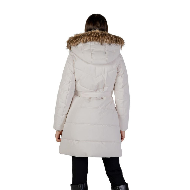 Guess Fatema Belted Puffer Coat - Cream Polyester