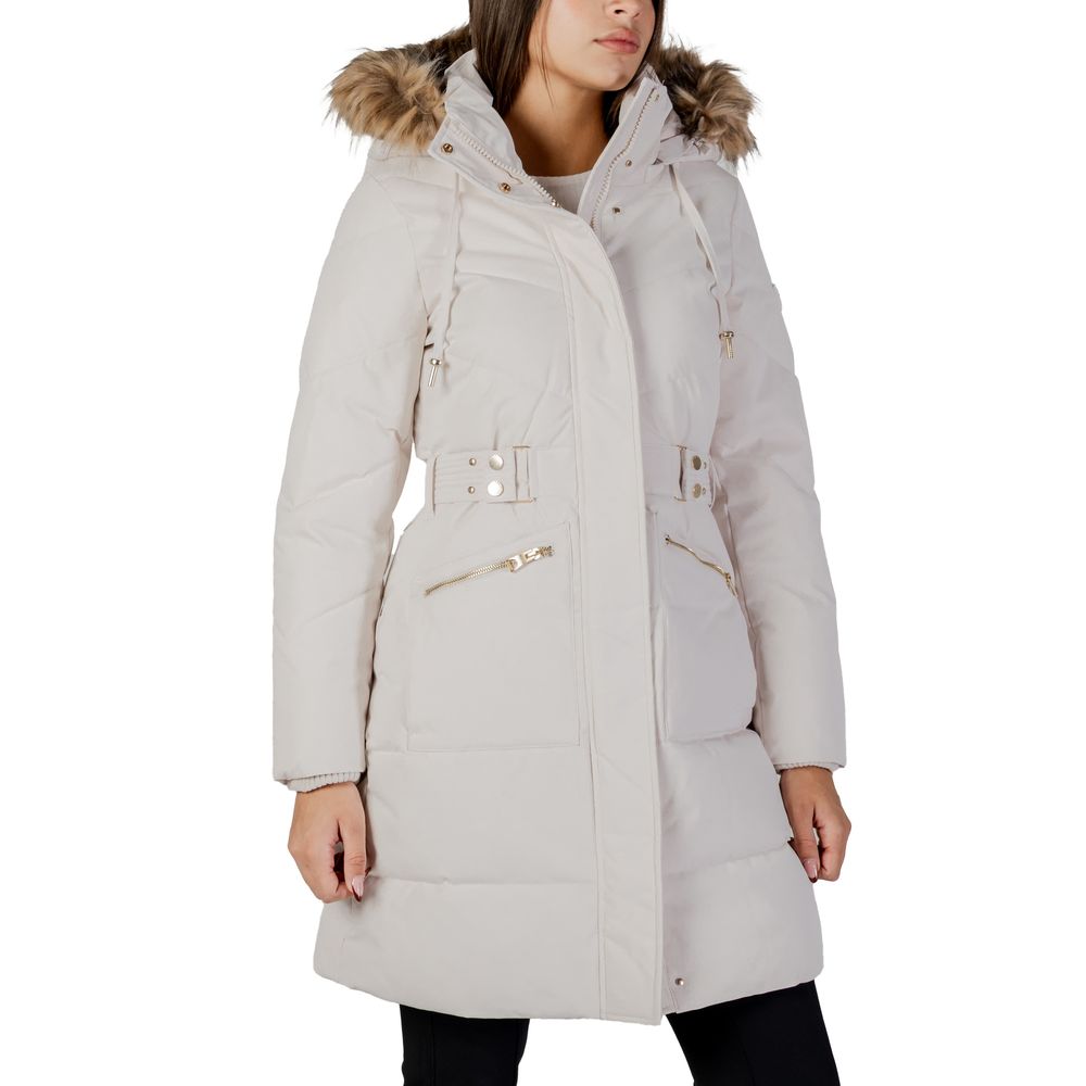 Guess Fatema Belted Puffer Coat in Cream for Women