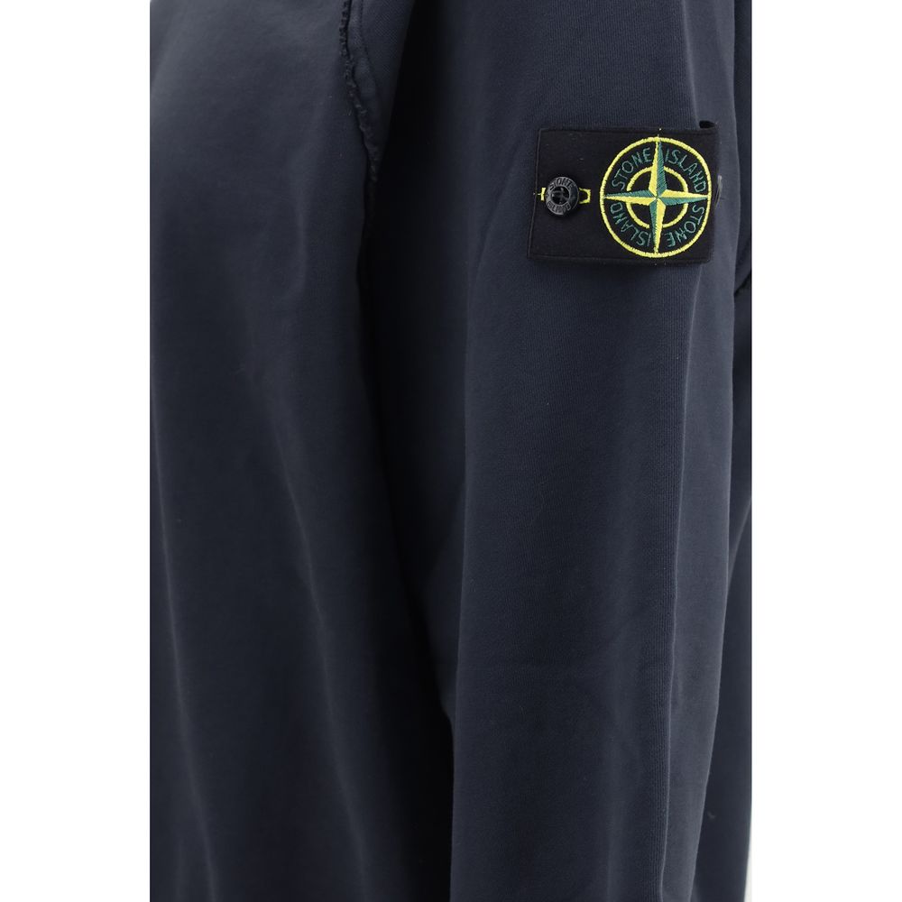 Stone Island Blue Cotton Sweatshirt - Oversized Crewneck