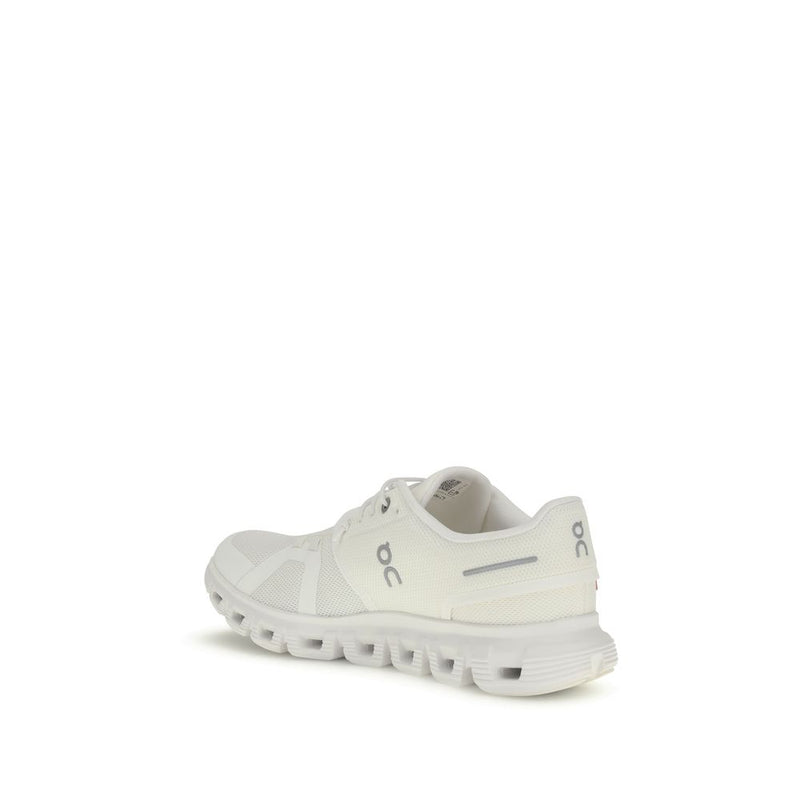 ON Cloud 6 White Recycled Polyester Athletic Sneakers for Women
