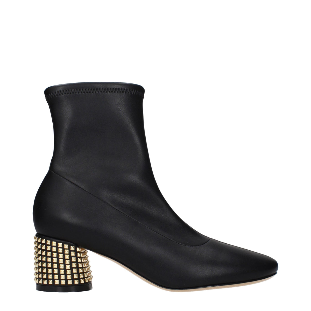 Casadei Black Leather Ankle Boots with Studs