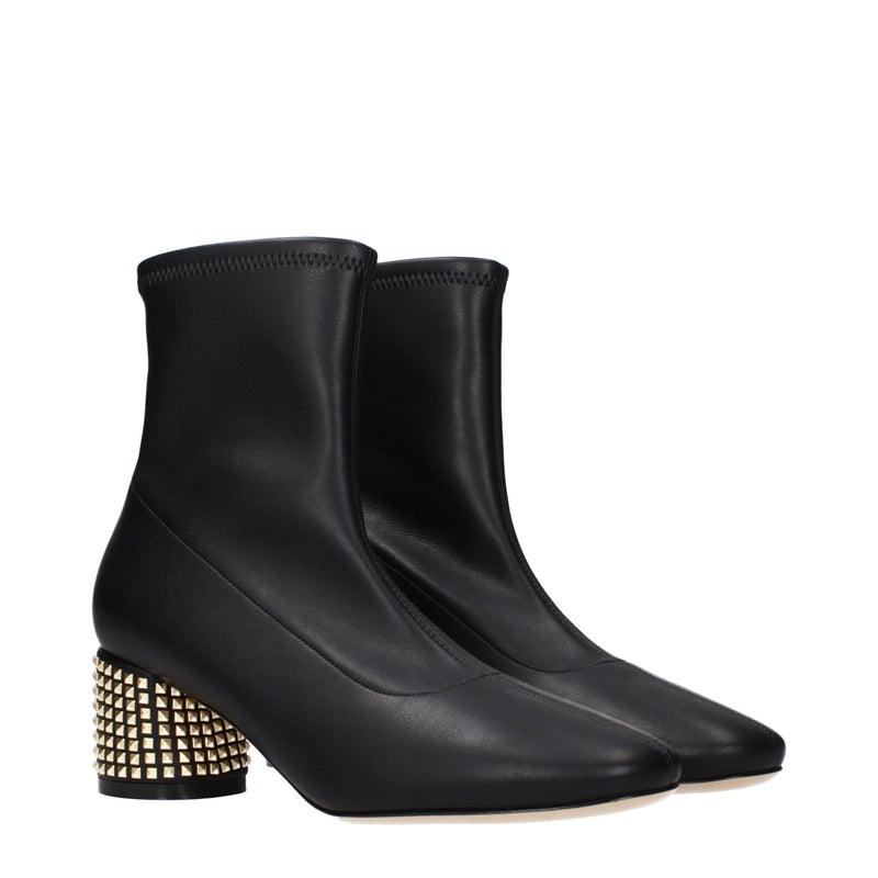 Casadei Black Leather Ankle Boots with Studs