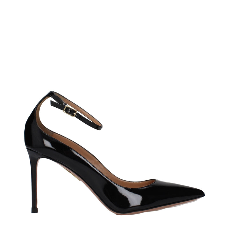 Aquazzura Black Leather High Heel Pumps - Elegant Footwear for Women