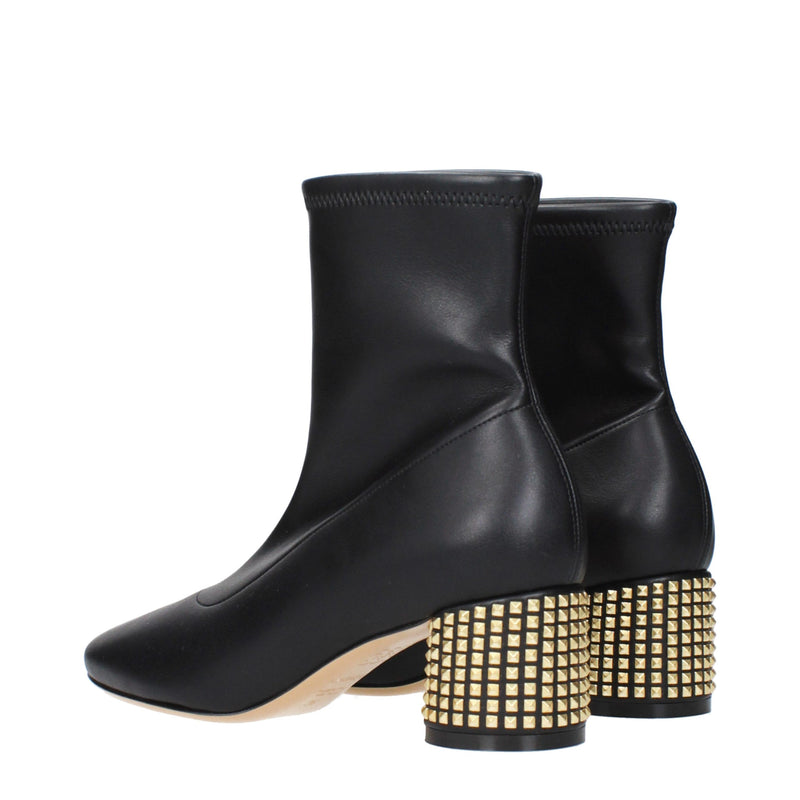 Casadei Black Leather Ankle Boots with Studs