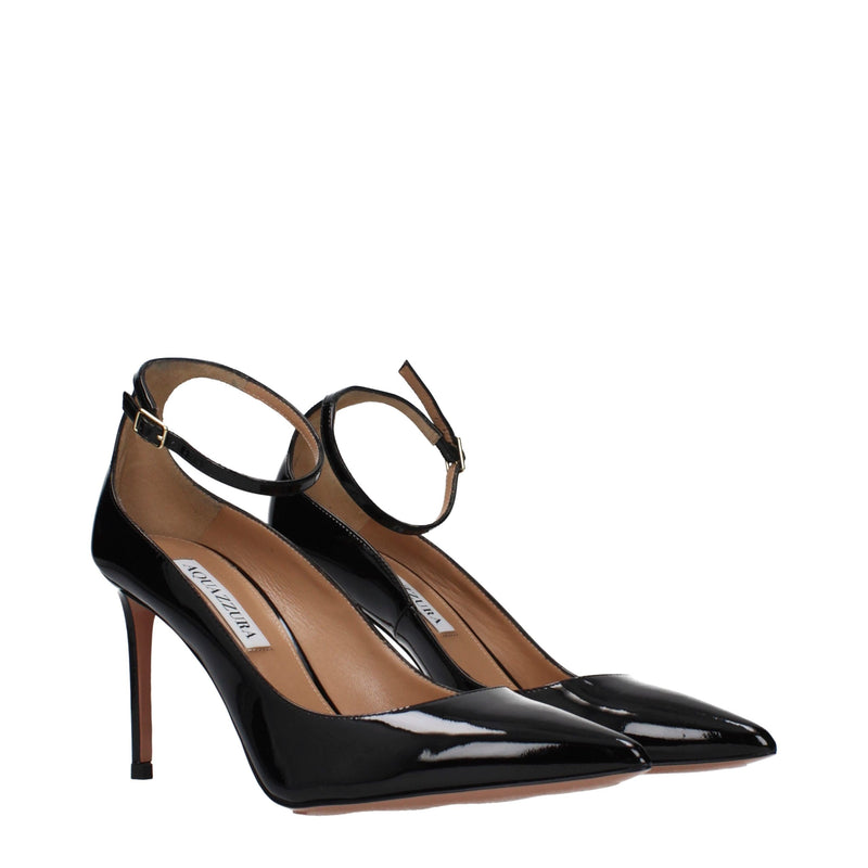 Aquazzura Black Leather High Heel Pumps - Elegant Footwear for Women