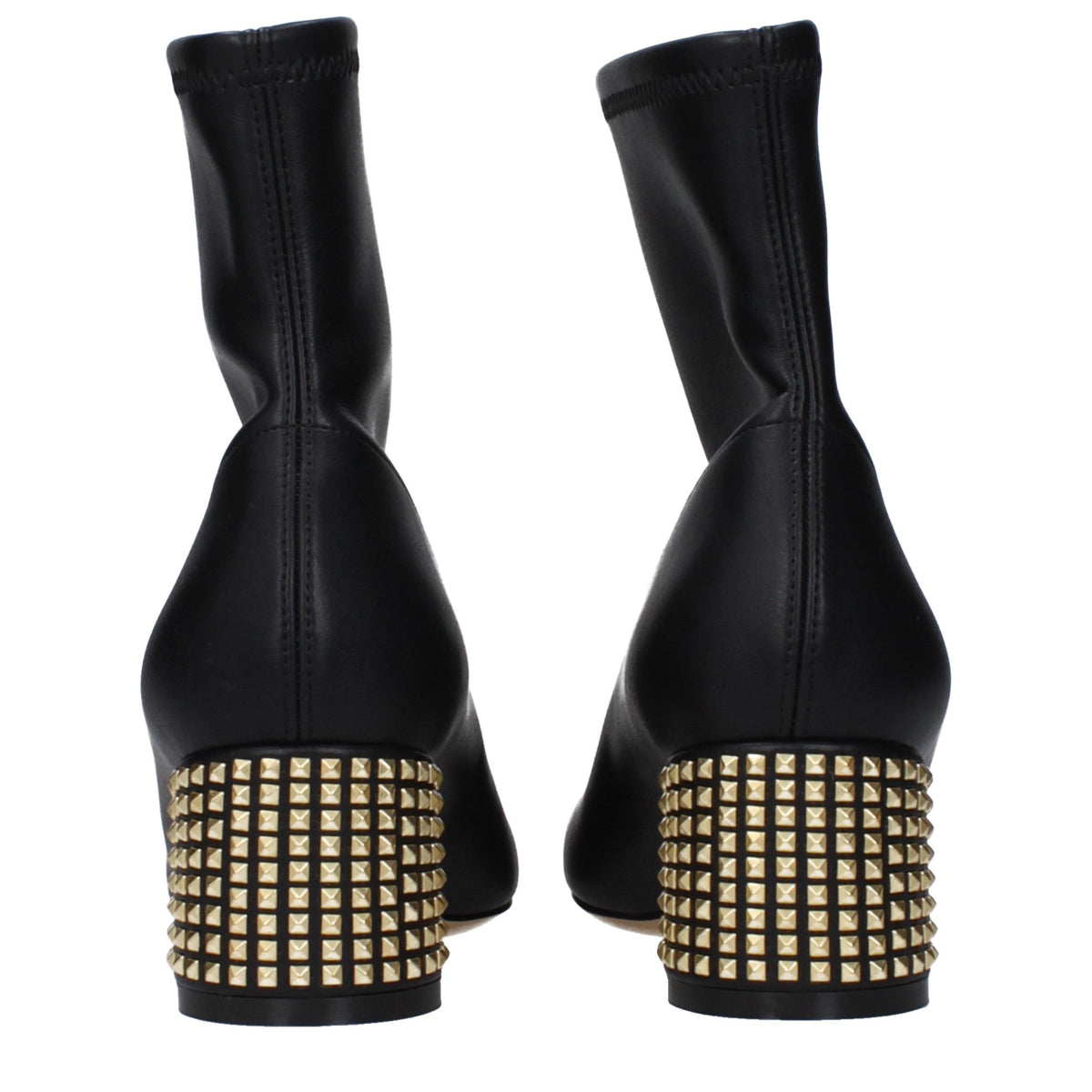Casadei Black Leather Ankle Boots with Studs