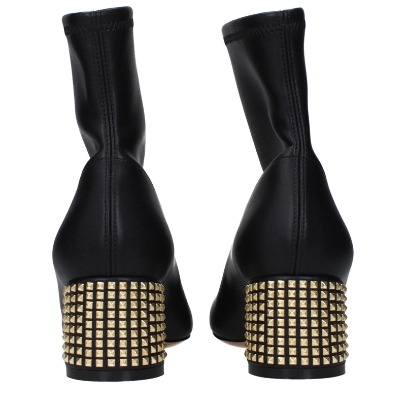 Casadei Black Leather Ankle Boots with Studs