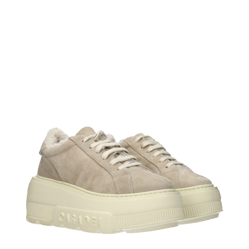 Casadei Beige Leather Chunky Sneakers for Women