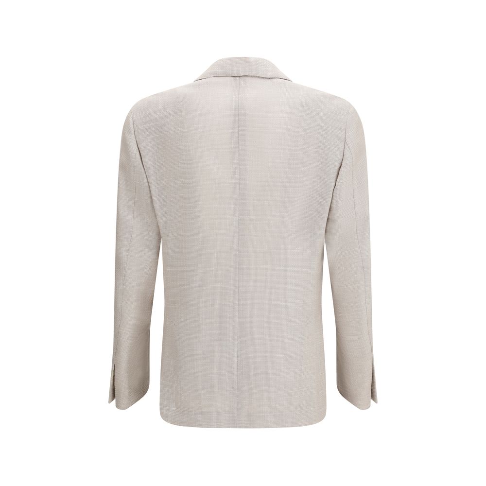Lardini Beige Silk Blazer - Elegance Redefined