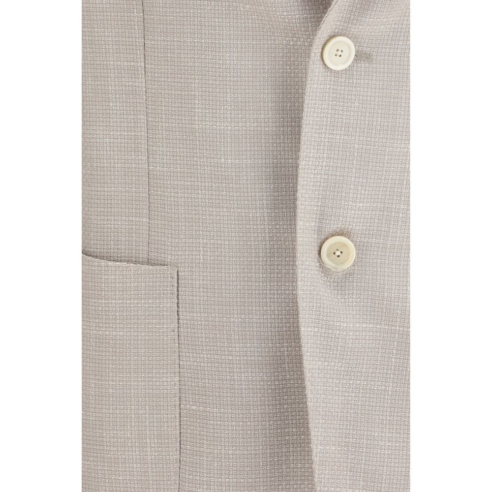 Lardini Beige Silk Blazer - Elegance Redefined