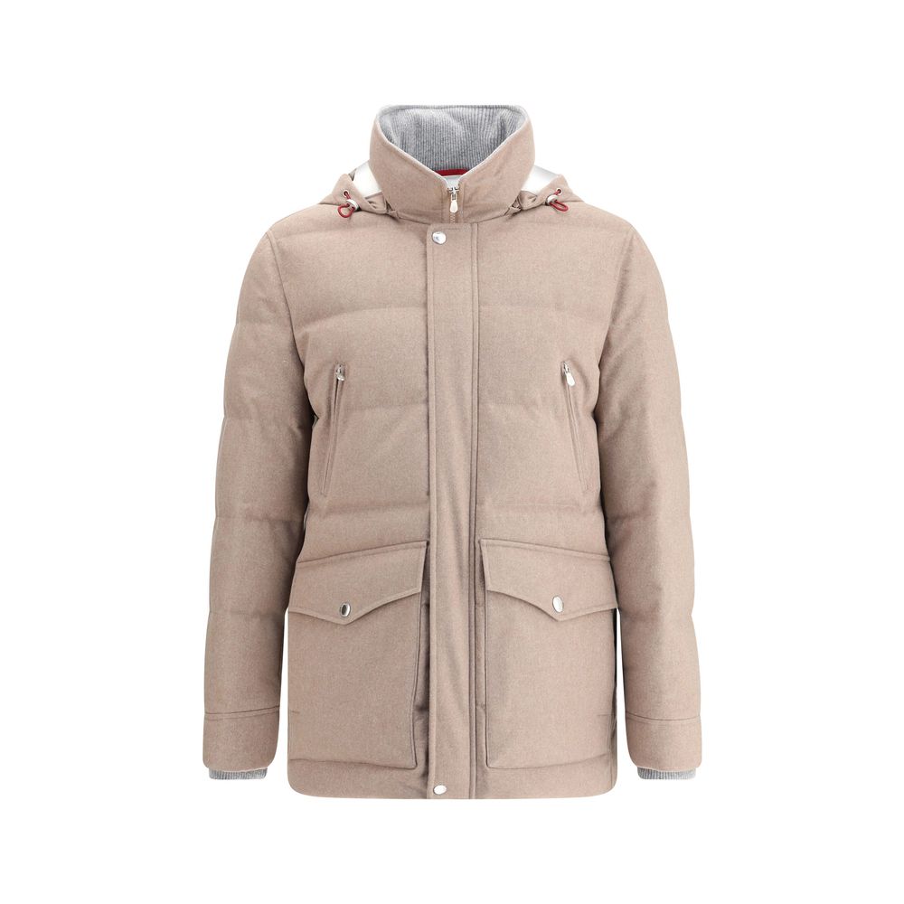 Brunello Cucinelli Beige Wool Down Jacket for Men