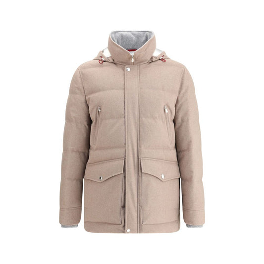 Brunello Cucinelli Beige Wool Down Jacket for Men
