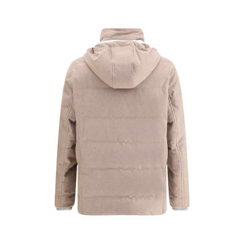 Brunello Cucinelli Beige Wool Down Jacket for Men