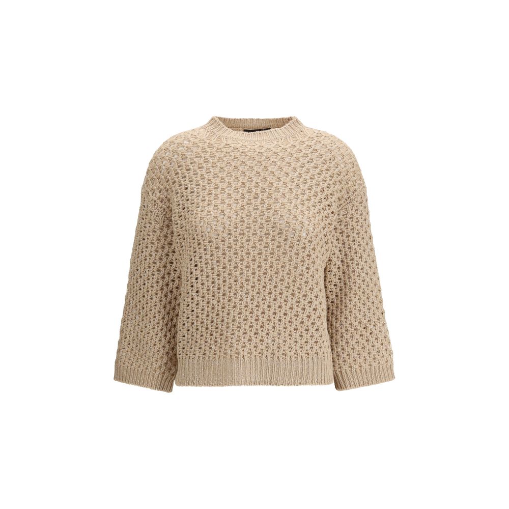 Fabiana Filippi Beige Fleece Wool Sweatshirt - SS26