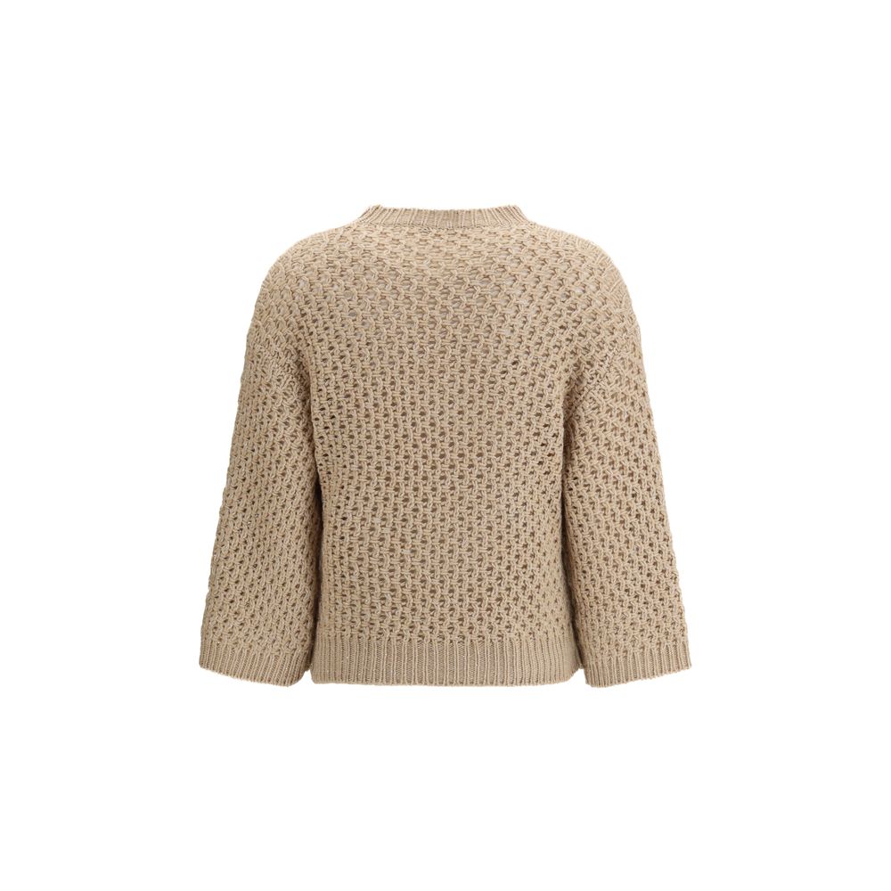 Fabiana Filippi Beige Fleece Wool Sweatshirt - SS26