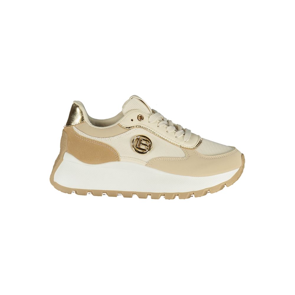 Laura Biagiotti LA-43438 Beige Women Sneaker with Gold Accents