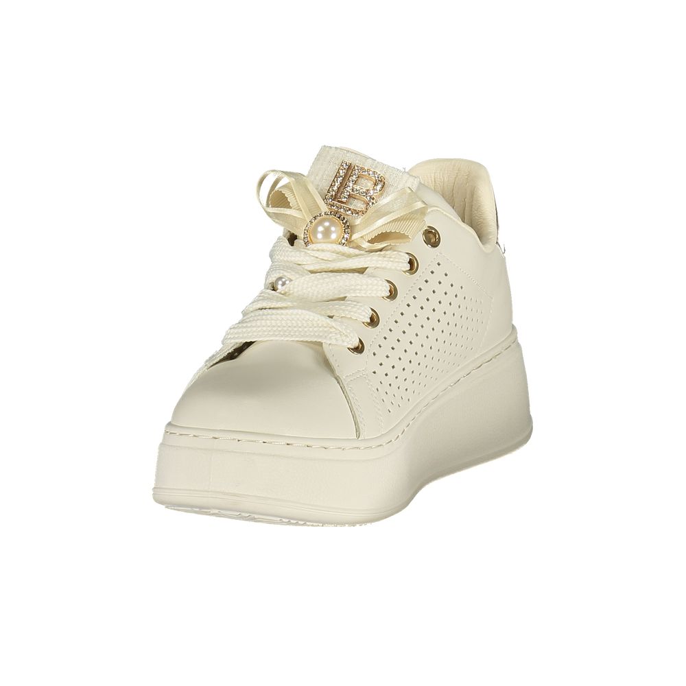 Laura Biagiotti Bianco Women Sneaker with Gold Accents
