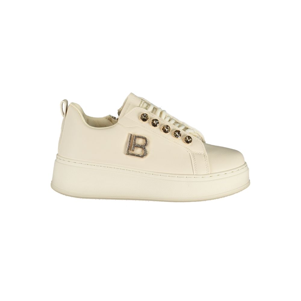 Laura Biagiotti Bianco Women Sneaker with Rhinestone Accents
