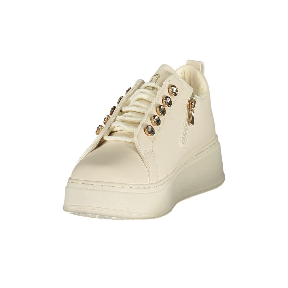 Laura Biagiotti Bianco Women Sneaker with Rhinestone Accents